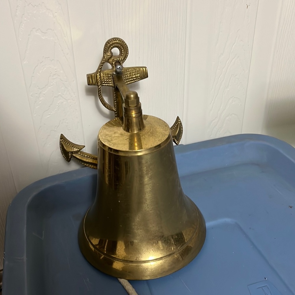 Vintage Brass Metal Anchor and Bell, Nautical
